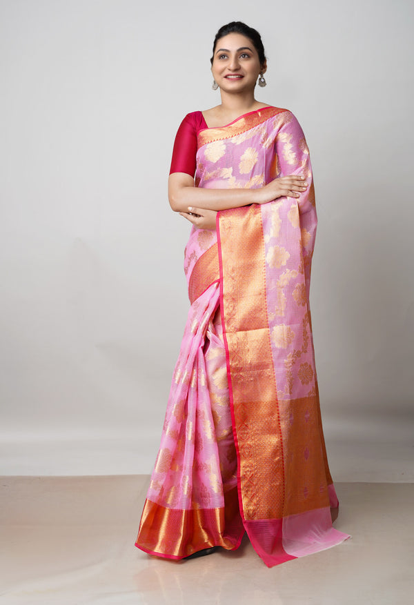Pink Pure  Banarasi Kota Cotton Saree-UNM73055