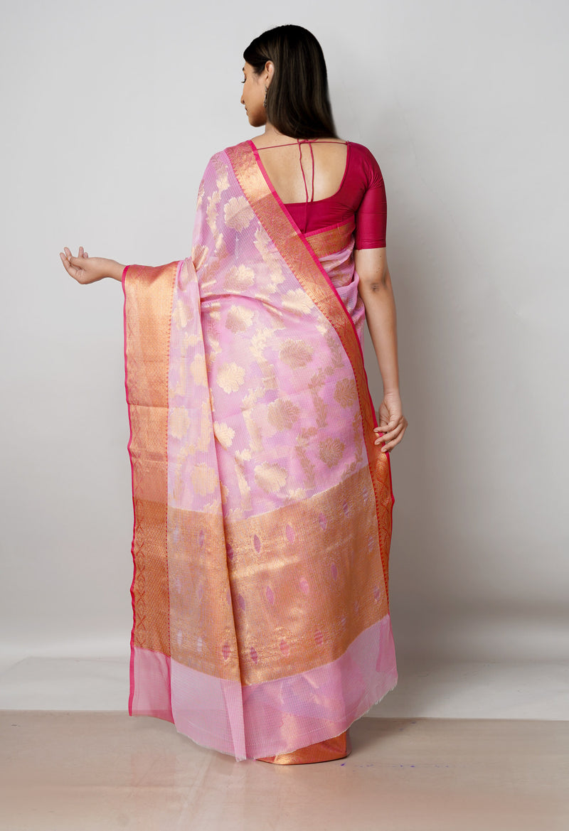 Pink Pure  Banarasi Kota Cotton Saree-UNM73055