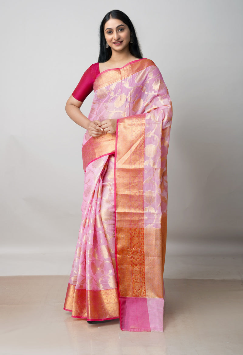Pink Pure  Banarasi Kota Cotton Saree-UNM73058