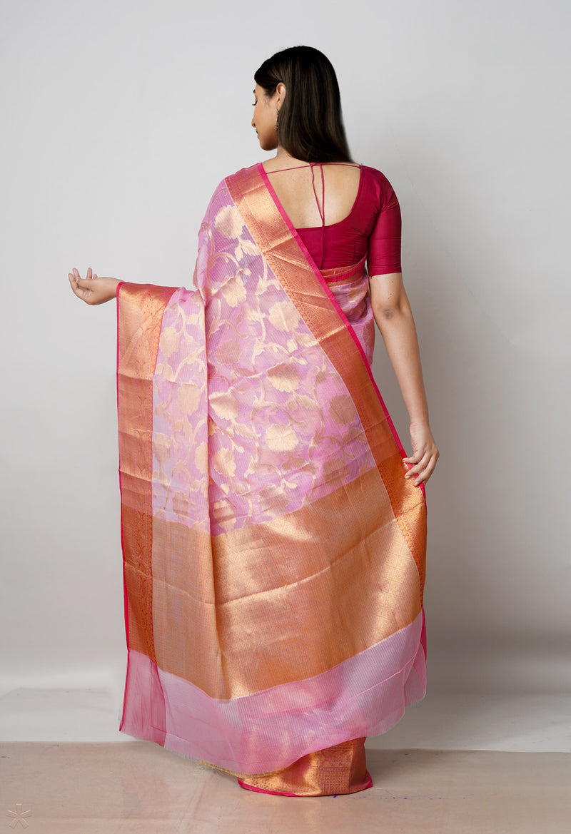 Pink Pure  Banarasi Kota Cotton Saree-UNM73058