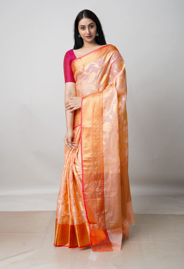Orange Pure  Banarasi Kota Cotton Saree-UNM73059