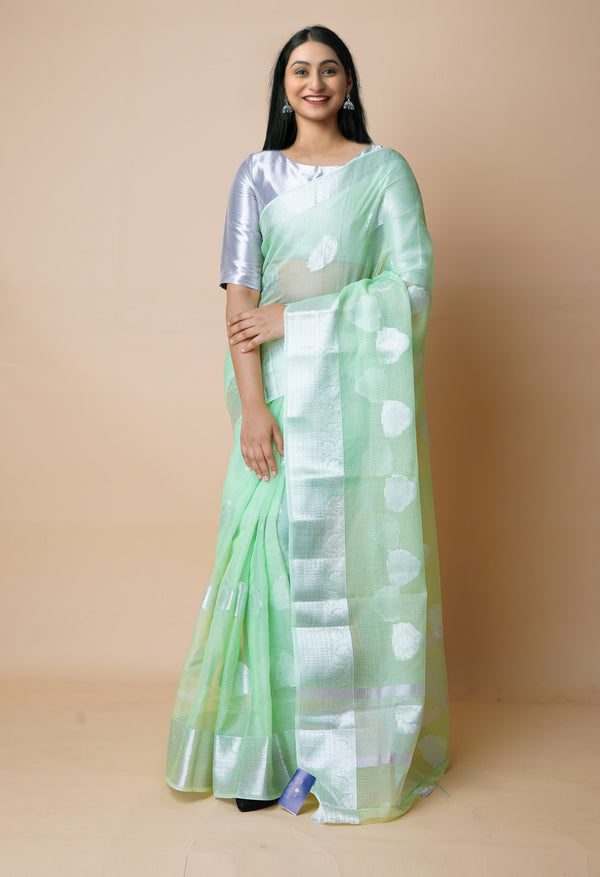 Green Pure  Banarasi Kota Cotton Saree-UNM73063