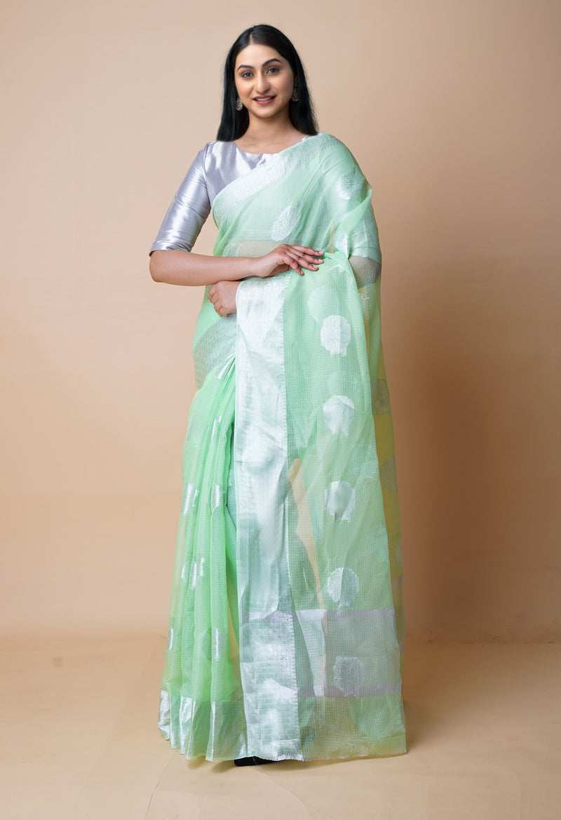 Green Pure  Banarasi Kota Cotton Saree-UNM73064