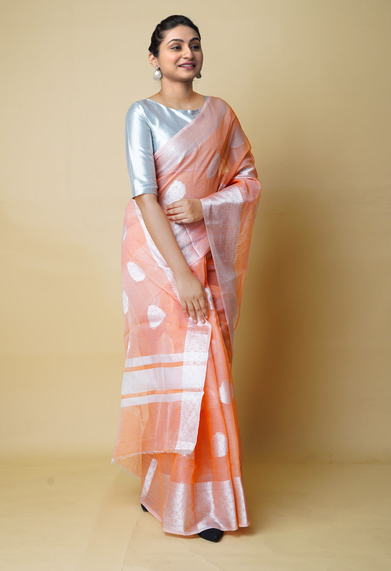 Orange Pure  Banarasi Kota Cotton Saree-UNM73066