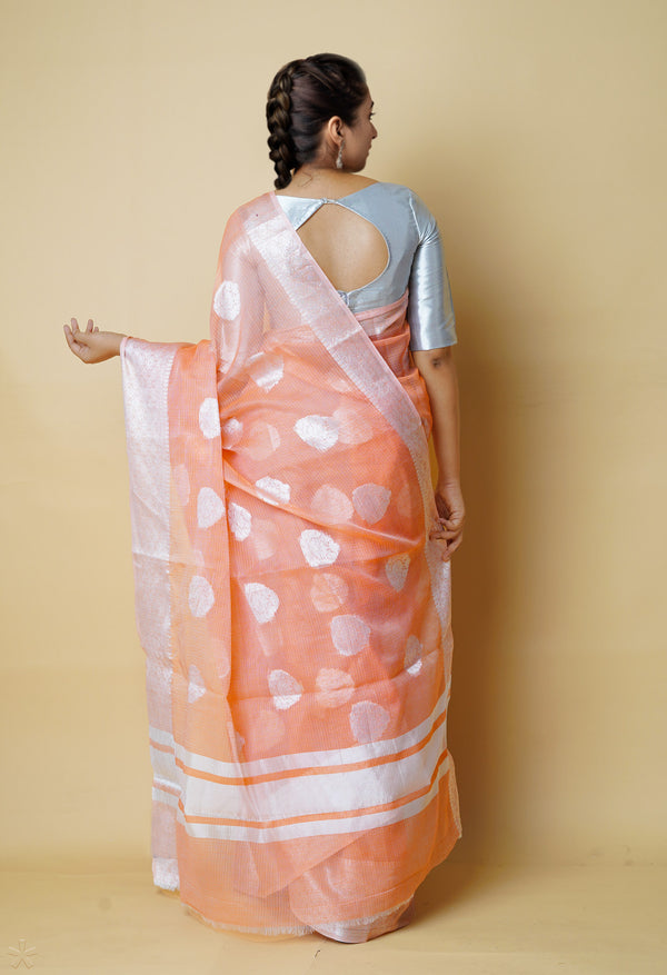 Orange Pure  Banarasi Kota Cotton Saree-UNM73066