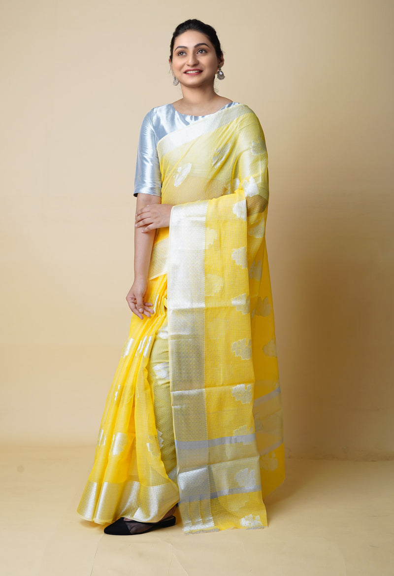 Yellow Pure  Banarasi Kota Cotton Saree-UNM73067