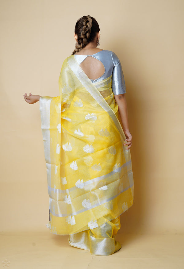 Yellow Pure  Banarasi Kota Cotton Saree-UNM73067