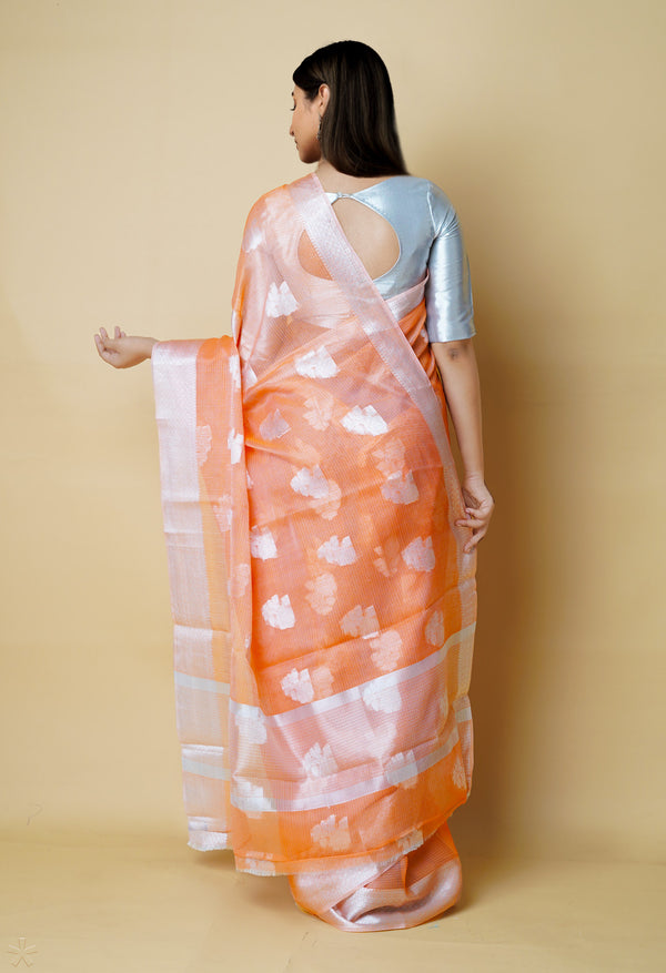 Orange Pure  Banarasi Kota Cotton Saree-UNM73069