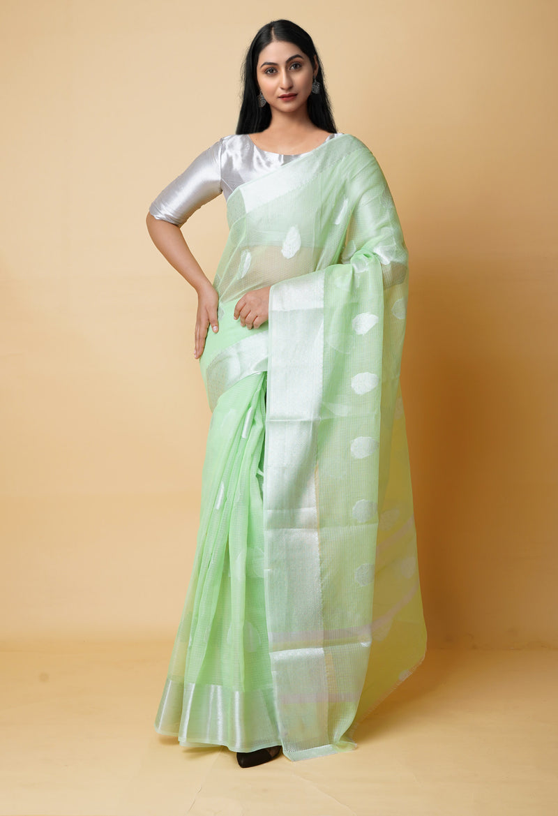 Green Pure  Banarasi Kota Cotton Saree-UNM73075