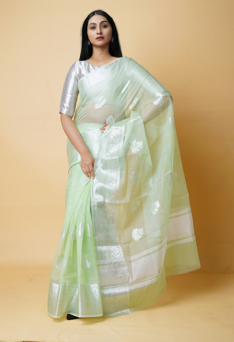 Green Pure  Banarasi Kota Cotton Saree-UNM73092