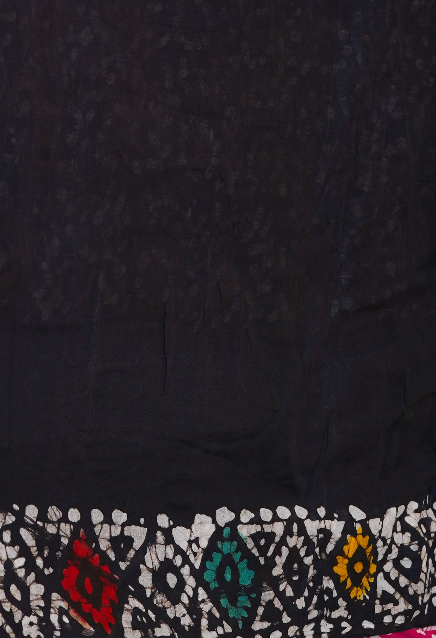 Black Pure Hand Batik Mulmul Cotton Saree