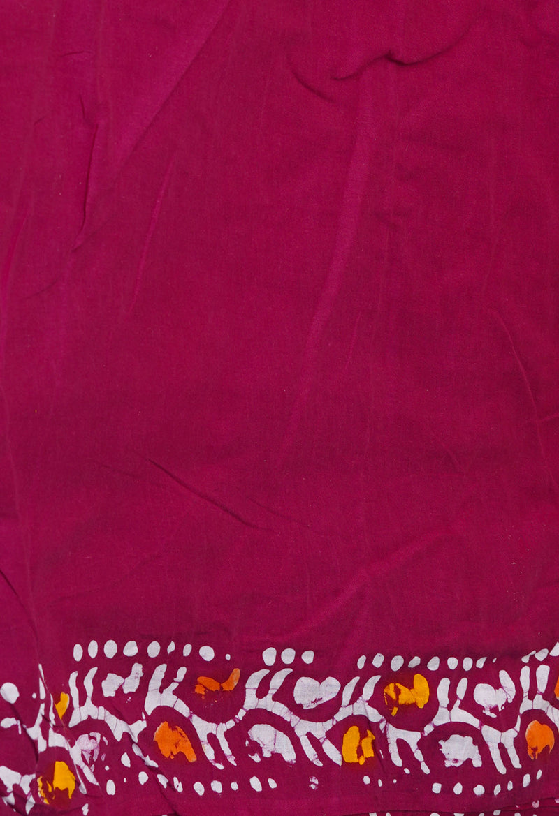 Maroon Pure  Hand Batik Mulmul Cotton Saree-UNM73139