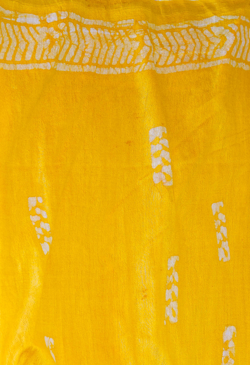 Red-Yellow  Batik Printed Chanderi Sico Saree-UNM73161