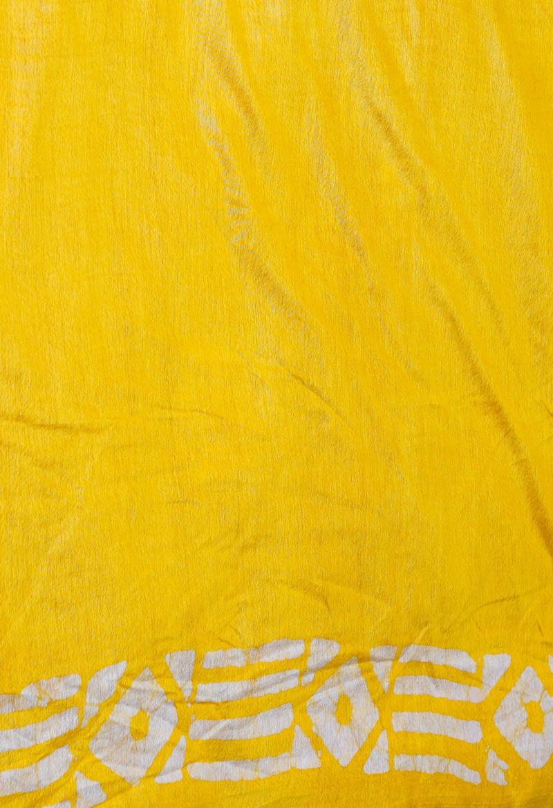 Red-Yellow  Batik Printed Chanderi Sico Saree-UNM73163