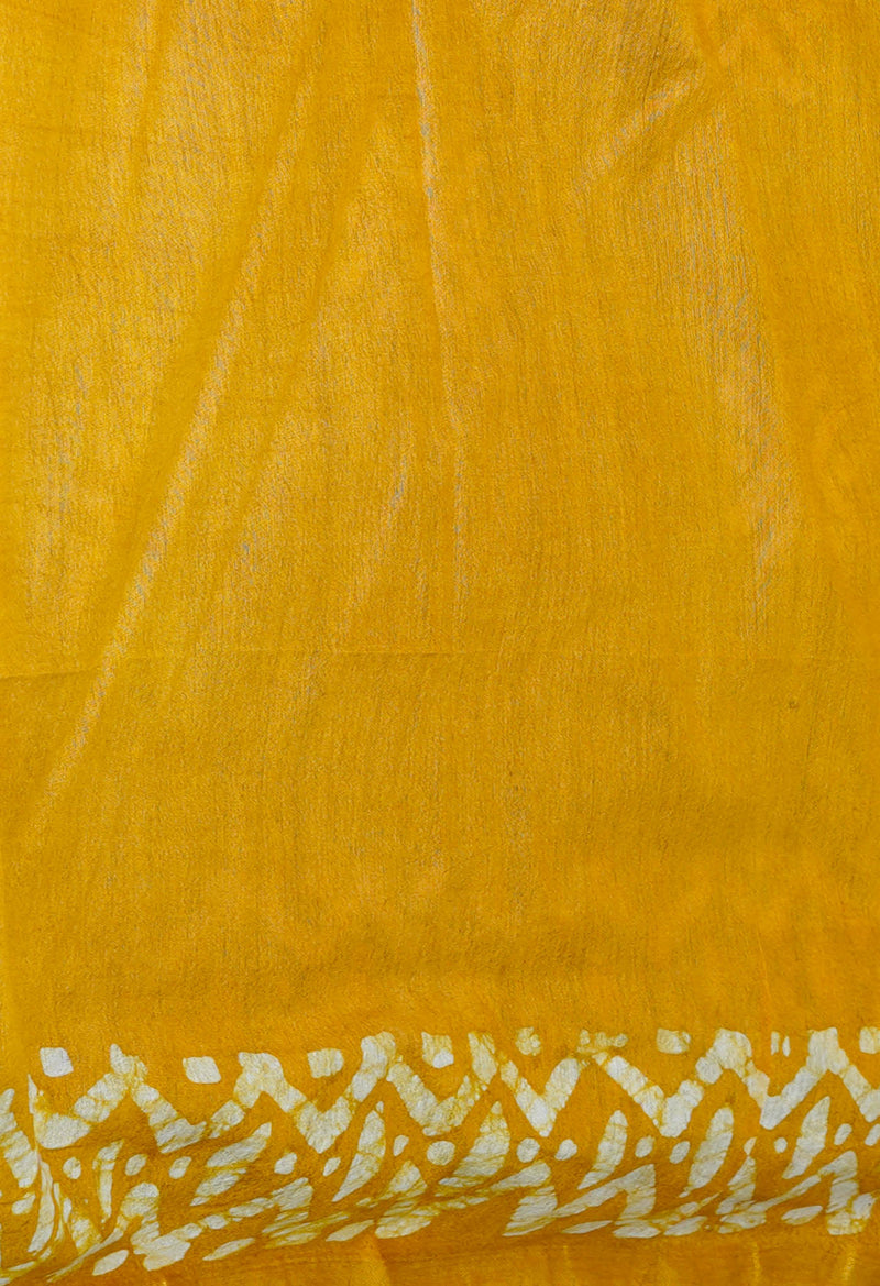 Bluish Grey-Sandal Wood Brown  Batik Printed Chanderi Sico Saree-UNM73172