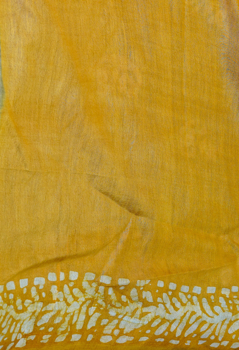 Bluish Grey-Sandal Wood Brown  Batik Printed Chanderi Sico Saree-UNM73181