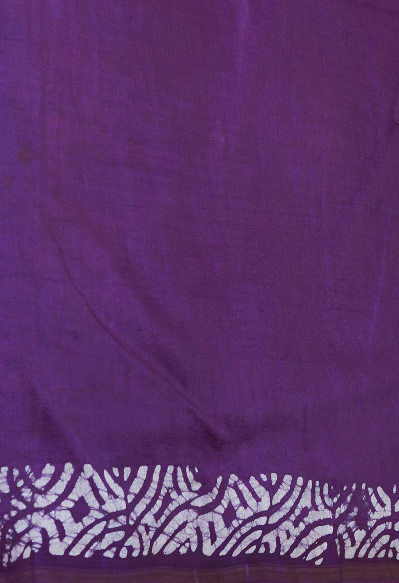 Maroon-Dark Violet  Batik Printed Chanderi Sico Saree-UNM73184