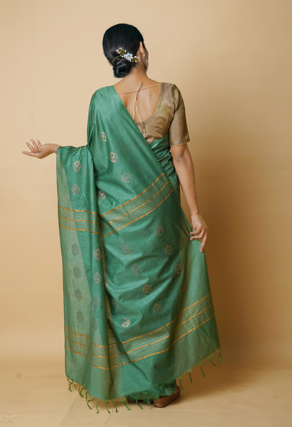Green  Chanderi Sico Saree-UNM73198
