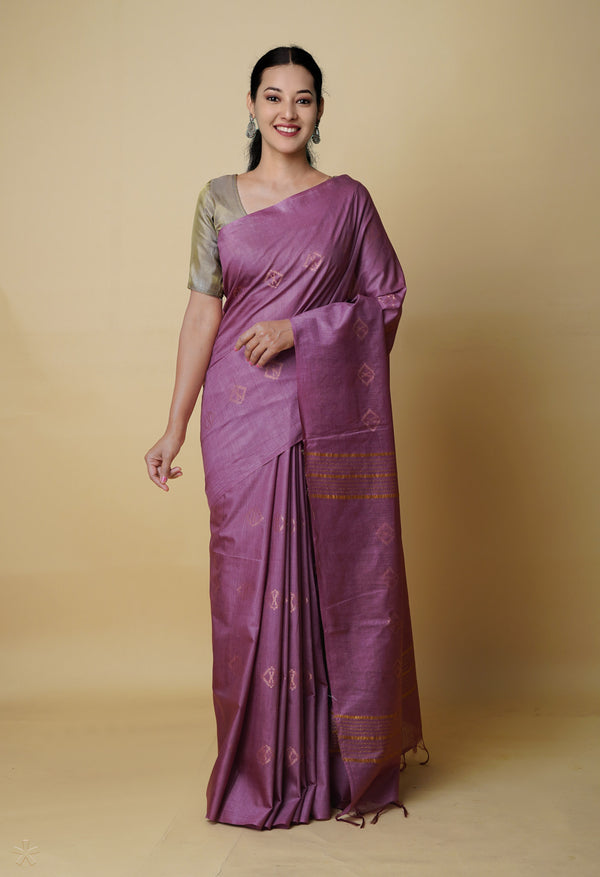 Grape Wine Red  Chanderi Sico Saree-UNM73199