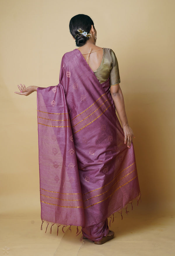 Grape Wine Red  Chanderi Sico Saree-UNM73199