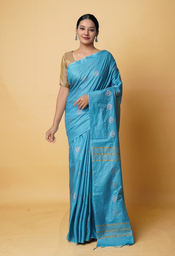 Blue  Chanderi Sico Saree-UNM73200