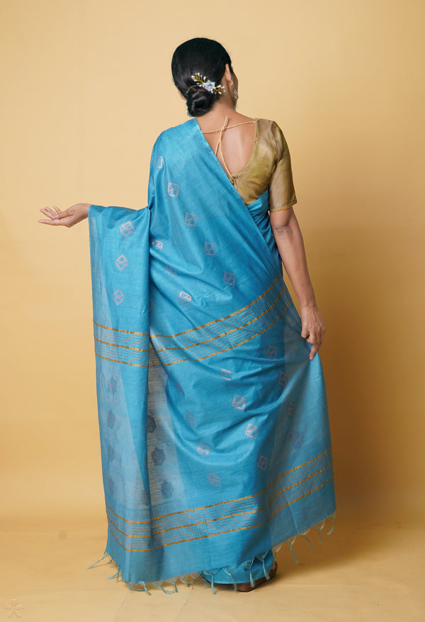 Blue  Chanderi Sico Saree-UNM73200