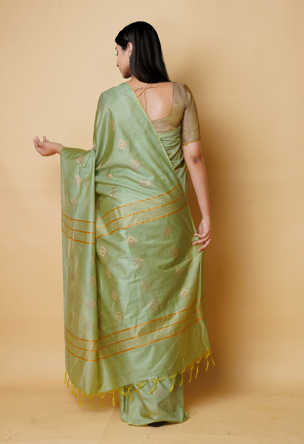 Green  Chanderi Sico Saree-UNM73201