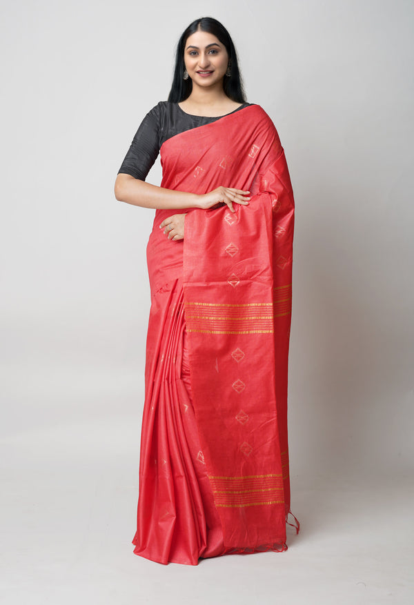 Red  Chanderi Sico Saree-UNM73202