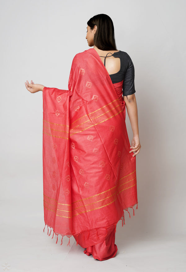 Red  Chanderi Sico Saree-UNM73202