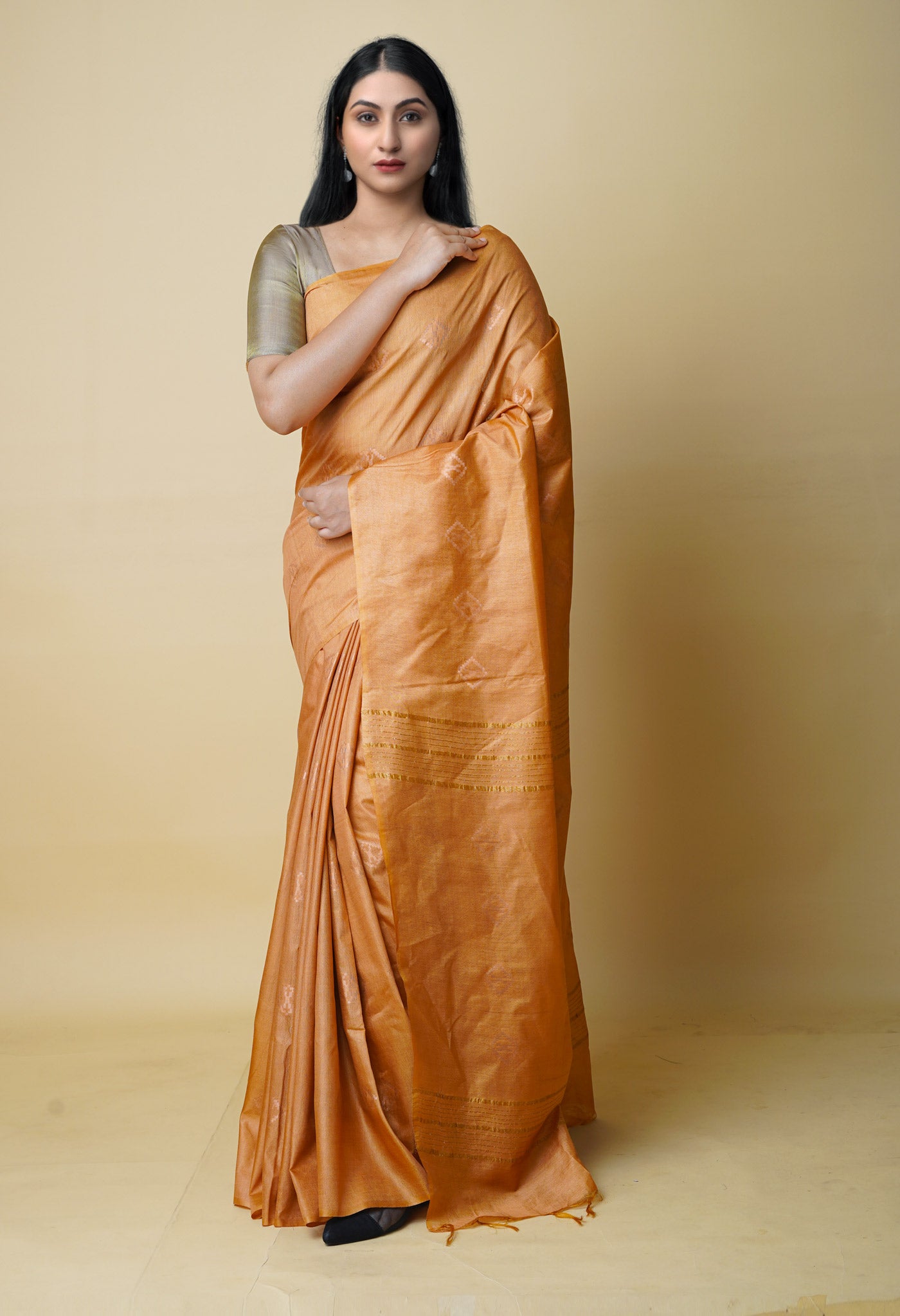 Orange  Chanderi Sico Saree-UNM73203
