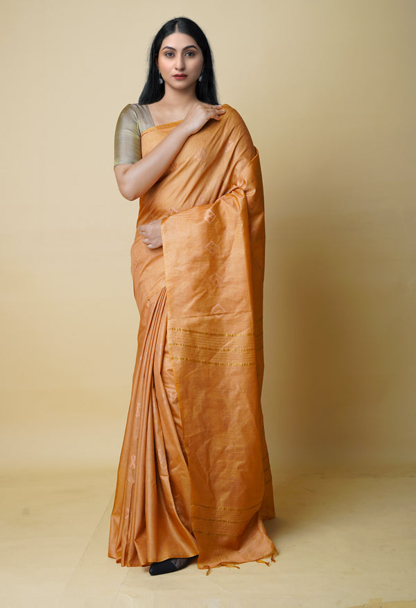 Orange  Chanderi Sico Saree-UNM73203