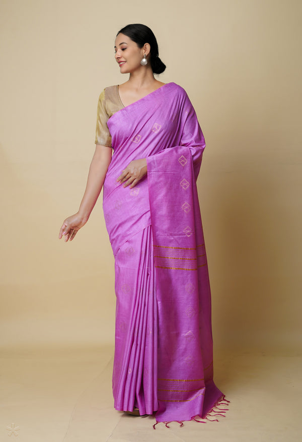 Pink  Chanderi Sico Saree-UNM73204