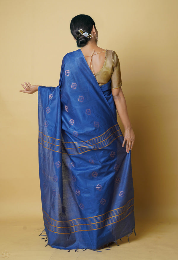 Blue  Chanderi Sico Saree-UNM73205