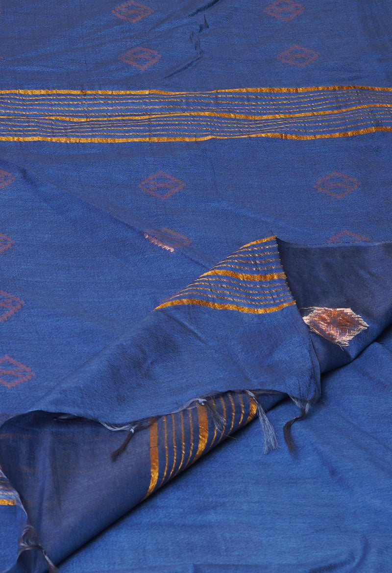 Blue  Chanderi Sico Saree-UNM73205