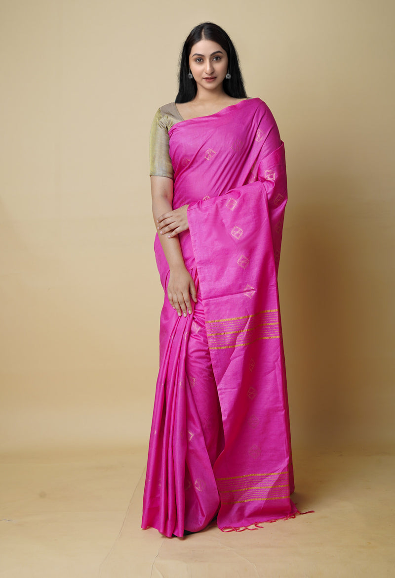 Pink  Chanderi Sico Saree-UNM73206