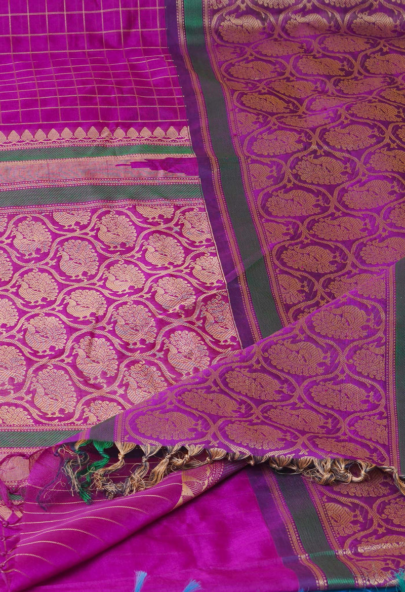 Purple Pure Handloom Assam Cotton Silk Saree-UNM73209
