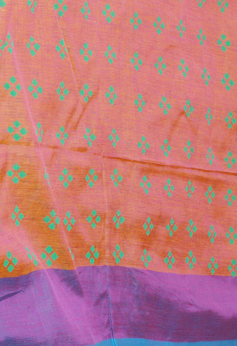 Yellow Pure  Block Printed Mangalagiri  Silk Saree-UNM73222