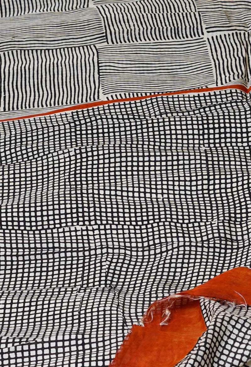 Ivory Pure  Bagru Printed Soft Silk Saree-UNM73261