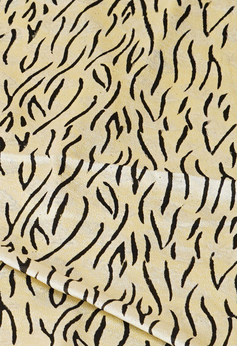 Yellow Pure  Bagru Printed Georgette Silk Saree-UNM73265
