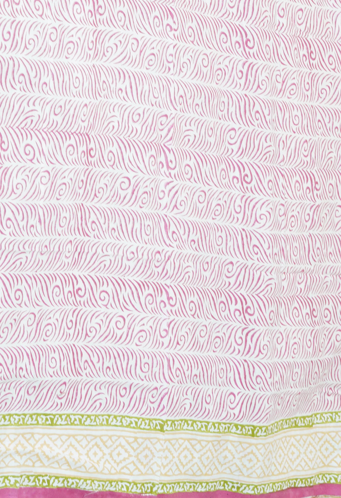 Cream Pure Block Printed Kota Cotton Saree With Cotton Blouse Piece