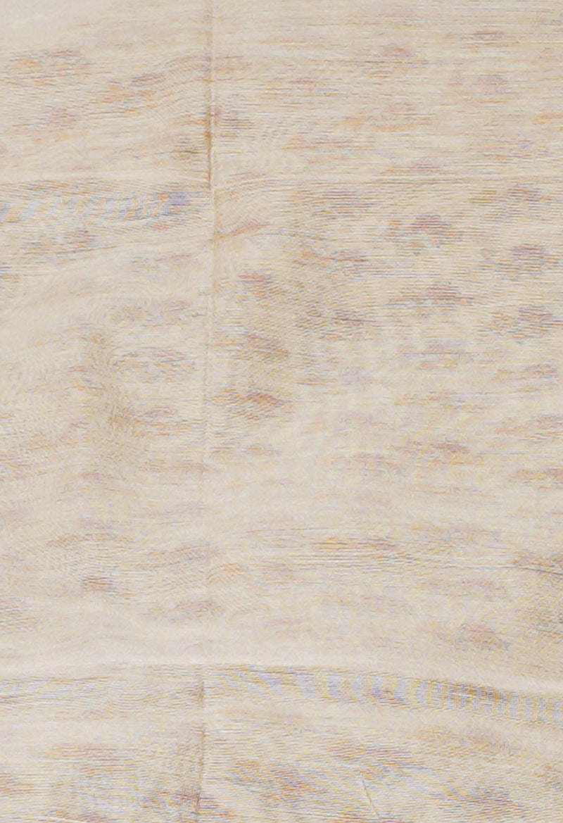 Cream Pure  Dyed Printed Chanderi Sico Saree-UNM73309