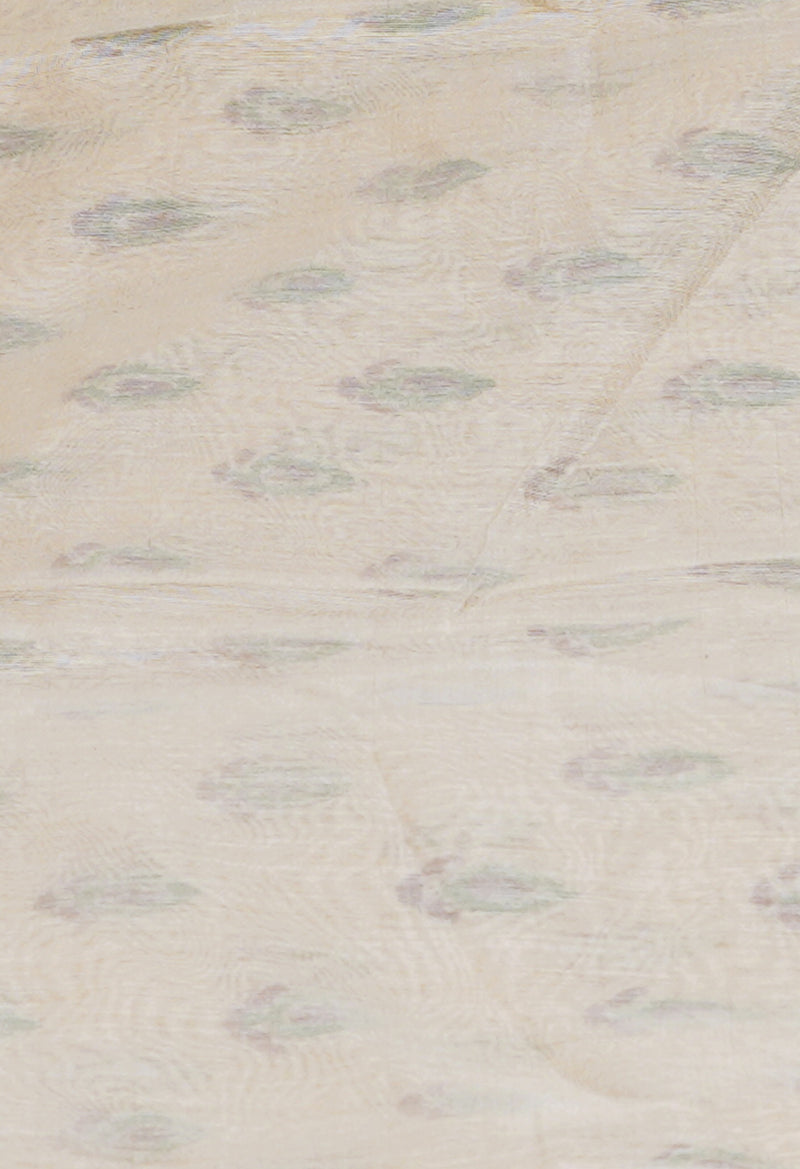 Cream Pure  Dyed Printed Chanderi Sico Saree-UNM73313