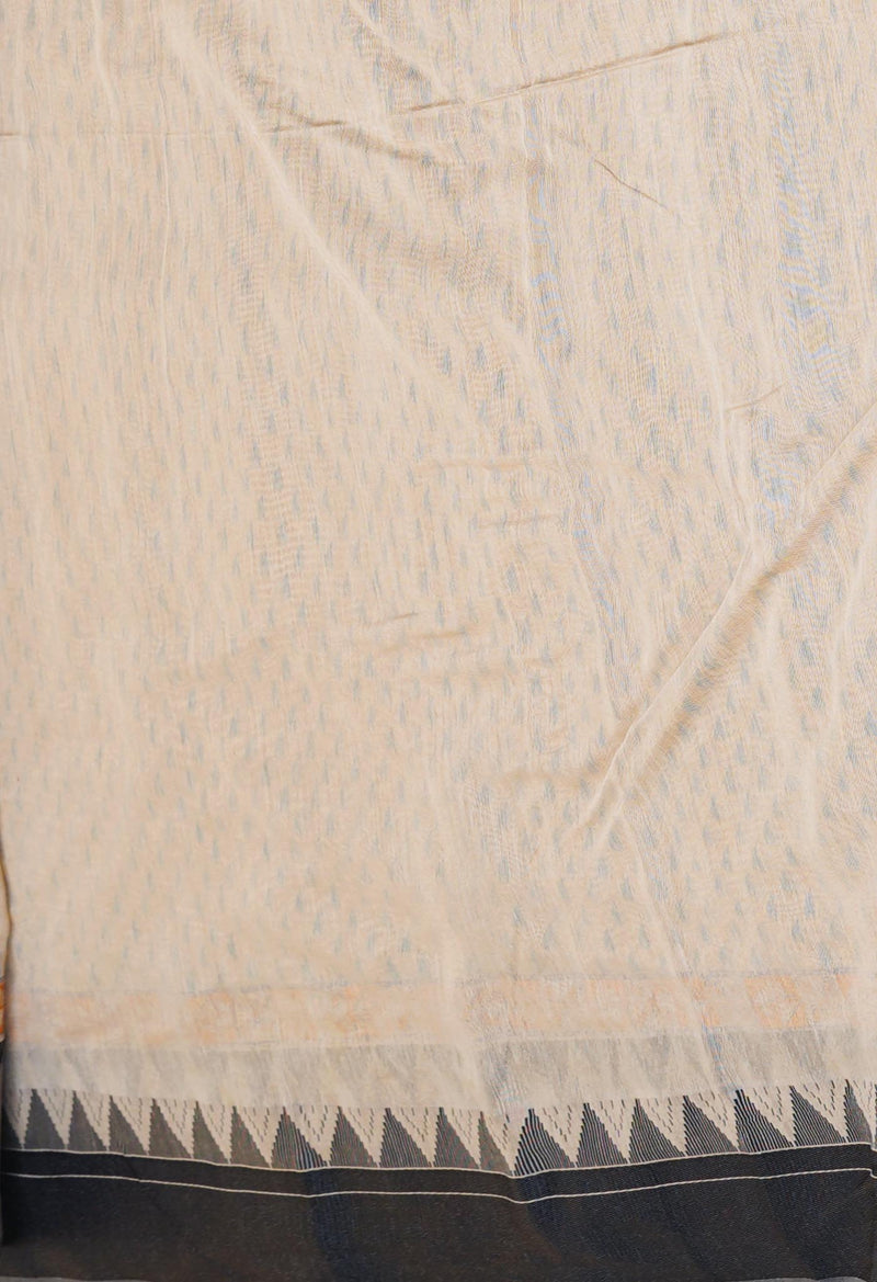 Cream Pure  Dyed Printed Chanderi Sico Saree-UNM73340