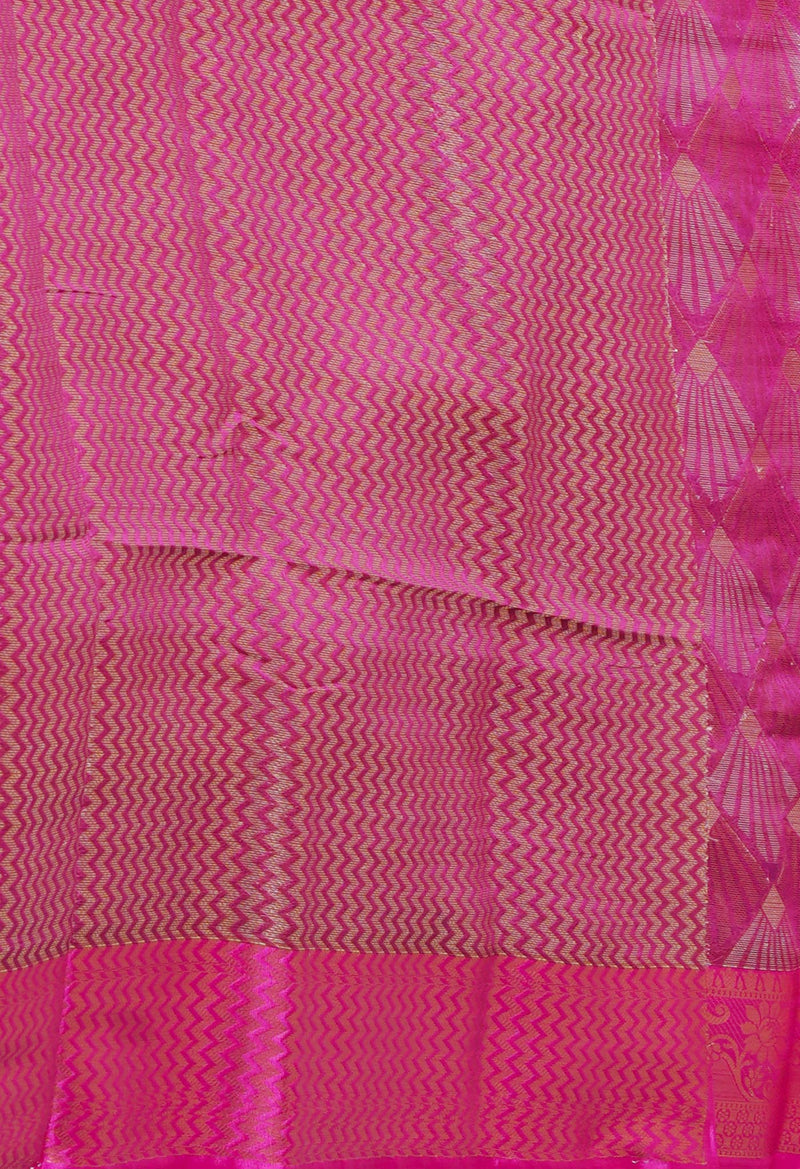 Pink  Brocade Banarasi Sico Saree-UNM73362