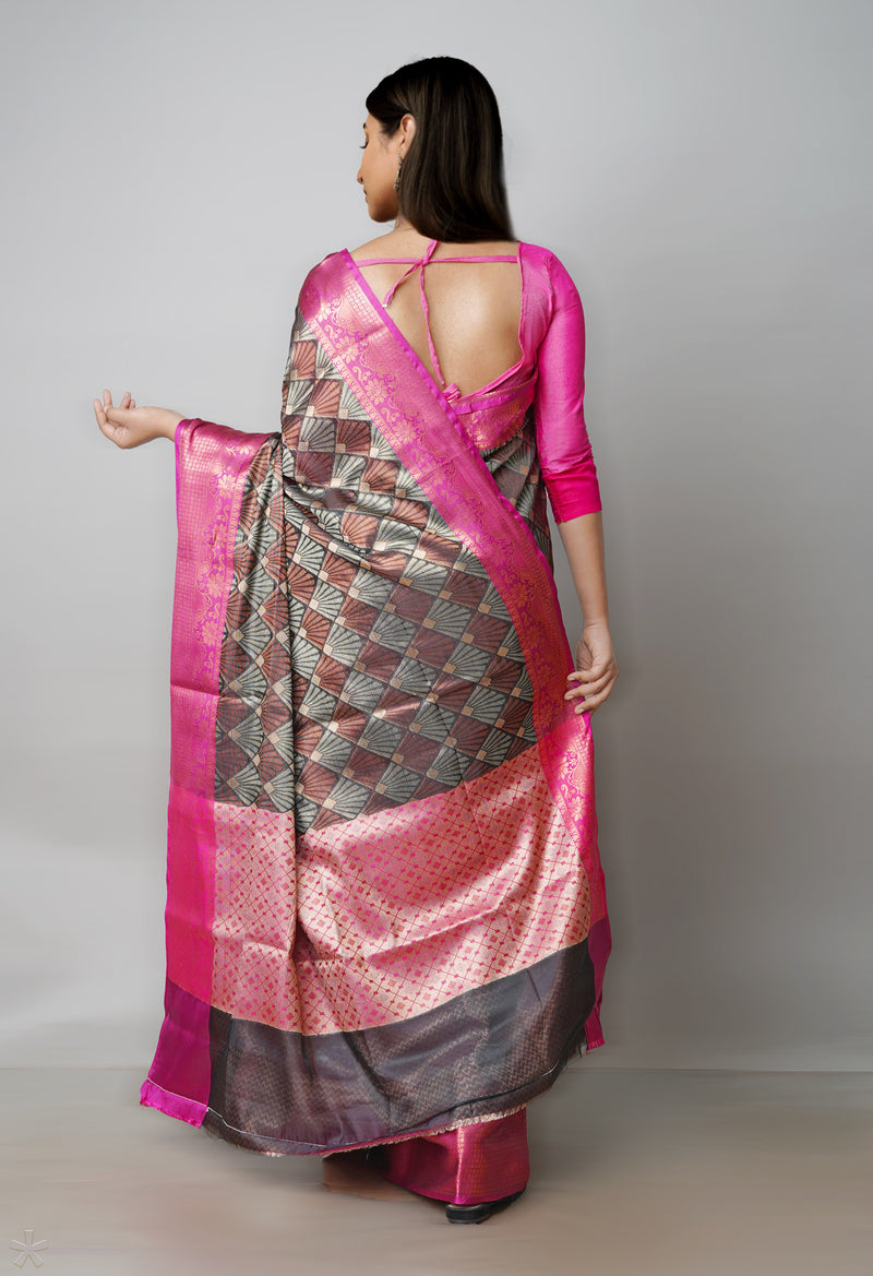 Black  Brocade Banarasi Sico Saree-UNM73364