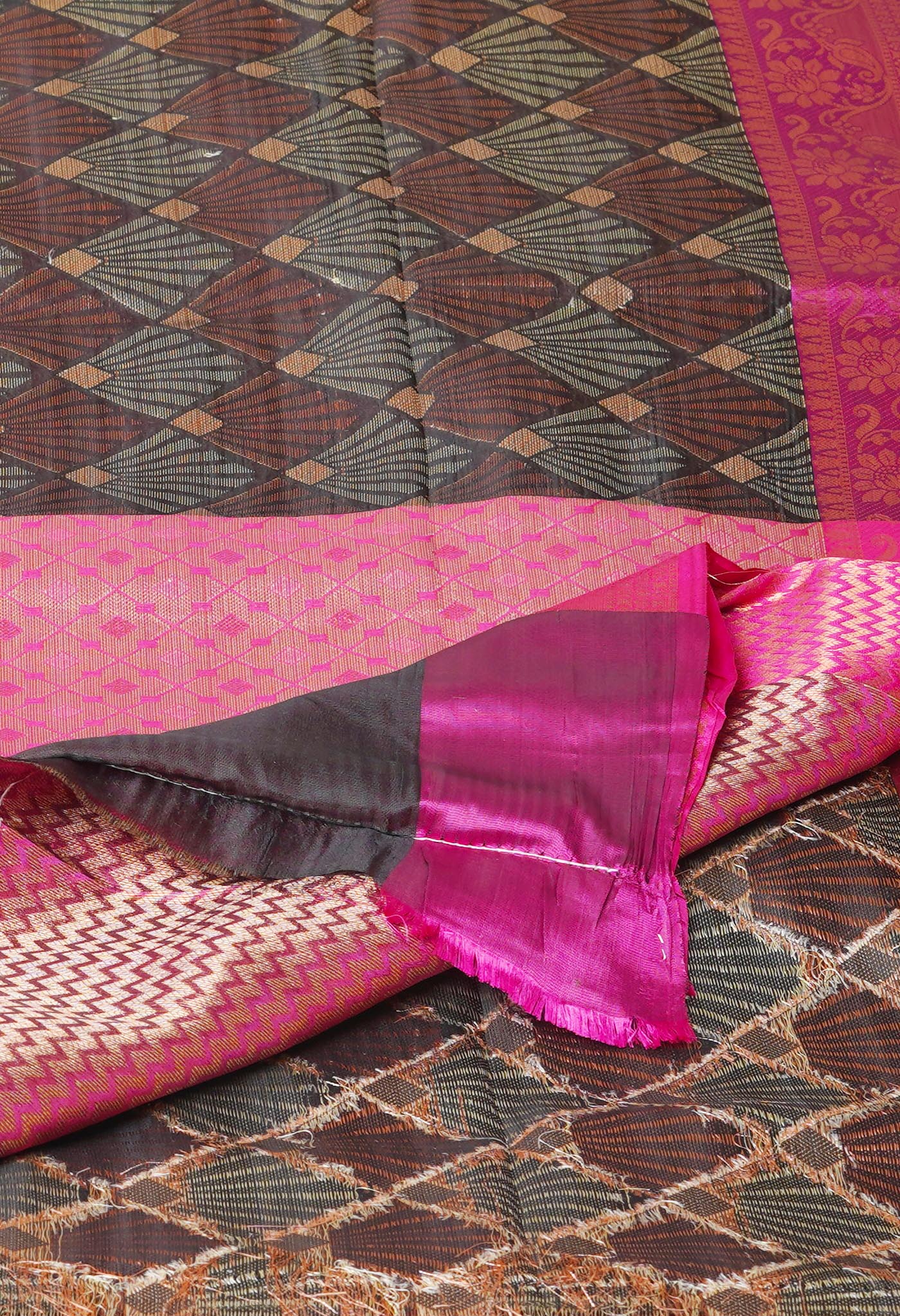 Black Brocade Banarasi Sico Saree-UNM73364