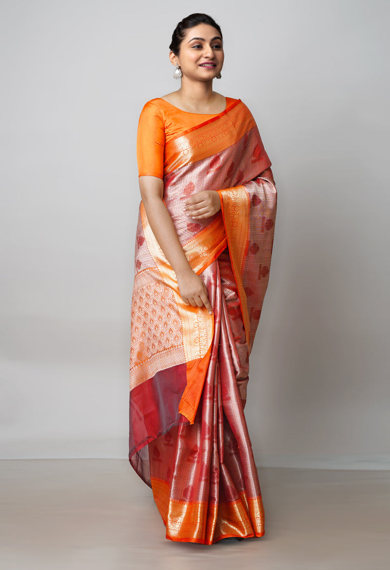 Red  Brocade Banarasi Sico Saree-UNM73376