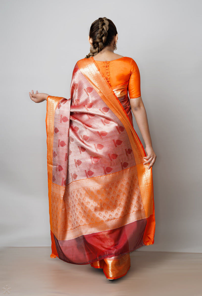 Red  Brocade Banarasi Sico Saree-UNM73376