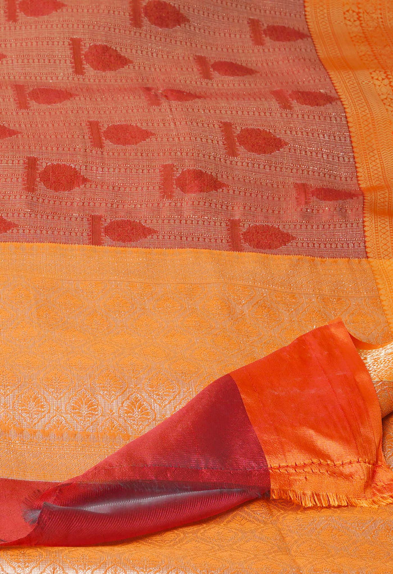 Red  Brocade Banarasi Sico Saree-UNM73376