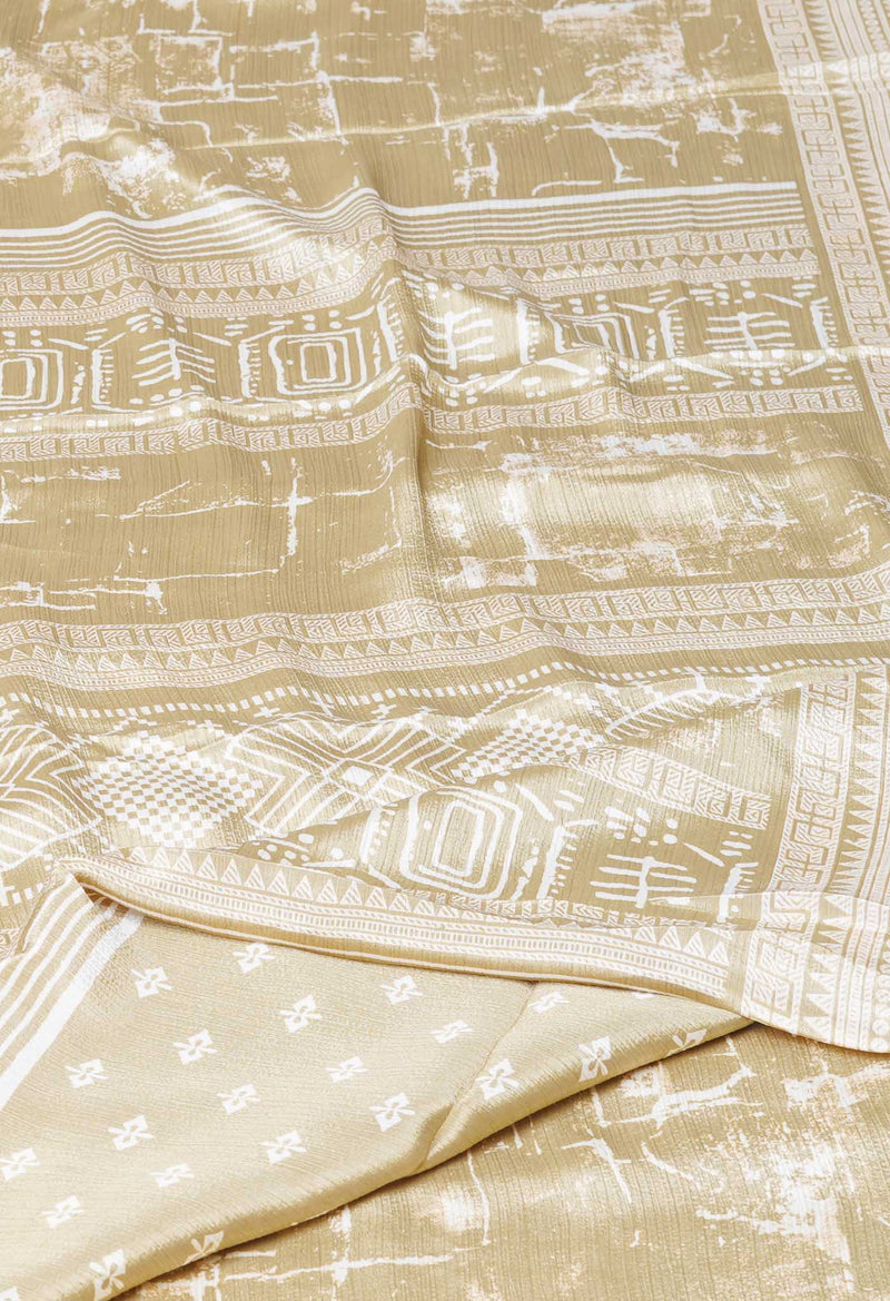 Light Brown Pure  Block Printed Soft Silk Saree-UNM73421